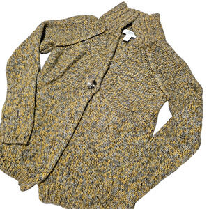 ANN TAYLOR LOFT Chunky Knit Mock Neck Sweater Cardigan Mohair Wool Blend XS